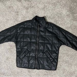 Free People Dolman Black Vegan Leather Quilted Jacket
